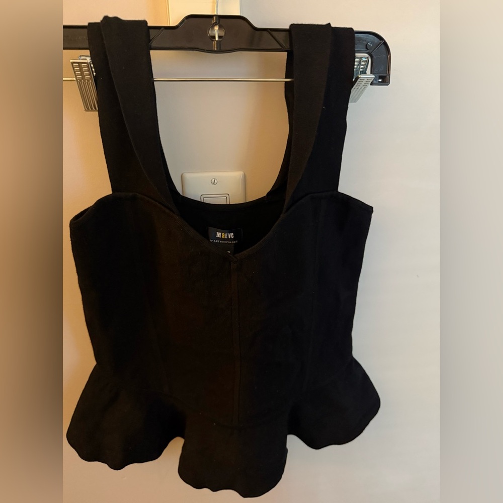 Maeve Black Peplum Tank Top